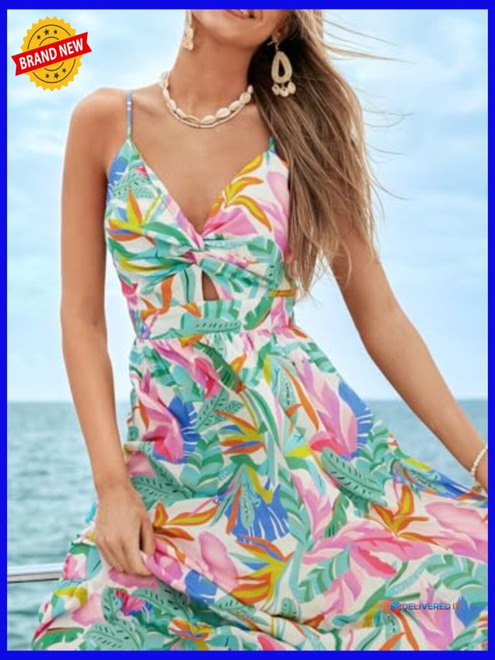 Maxi Dress V-Neck Sleeveless Rayon Casual Summer Long Dress - Picture 6 of 6